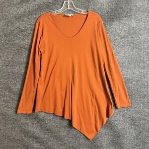 Prairie Cotton Womens Tunic Shirt Size Medium Orange Asymmetric Boho Artsy
